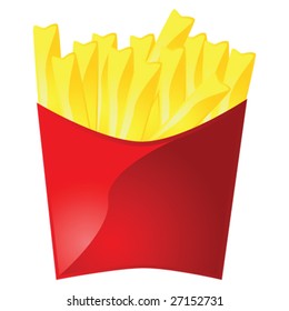Glossy vector illustration of a fast-food restaurant serving of french fries