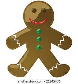 Glossy vector illustration of a gingerbread cookie man