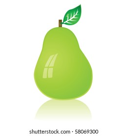 Glossy vector illustration of a green pear