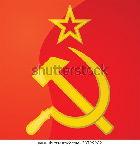 Glossy vector illustration of a hammer and sickle, from the flag of the former USSR