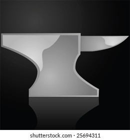 Glossy vector illustration of an iron anvil over a black surface