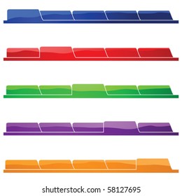Glossy vector illustration layout showing five different folders. Great for presentations or websites