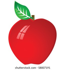 Glossy vector illustration of a red ripe apple
