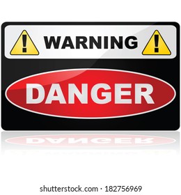 Glossy vector illustration showing a Warning Danger sign