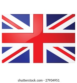 Glossy vector illustration of the Union Jack, the British flag