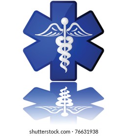 Glossy vector illustration in white and blue showing a medical icon