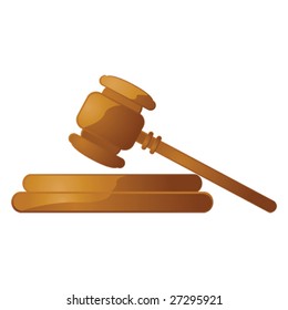 Glossy vector illustration of a wooden gavel over a white background