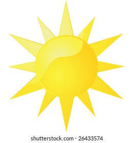 Glossy vector illustration of a yellow and orange sun