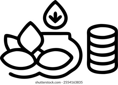 Glossy vector of a Lakshmi idol and gold coins with Dhanteras text isolated on white background concept as Camera movement Zoom into the detailed vector elements. Scene Isolated wh