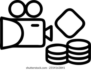 Glossy vector of a Lakshmi idol and gold coins with Dhanteras text isolated on white background concept as Camera movement Zoom into the detailed vector elements. Scene Isolated wh