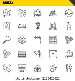 glossy vector line icons set. bubbles, bubbles and lollipop Icons. Thin line design. Modern outline graphic elements, simple stroke symbols stock illustration