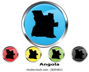 Glossy vector map button of Angola