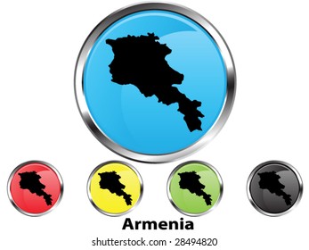 Glossy vector map button of Armenia