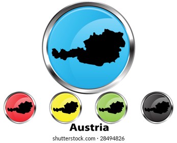 Glossy vector map button of Austria