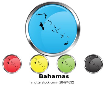 Glossy vector map button of Bahamas