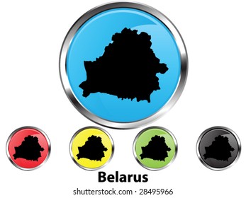 Glossy vector map button of Belarus