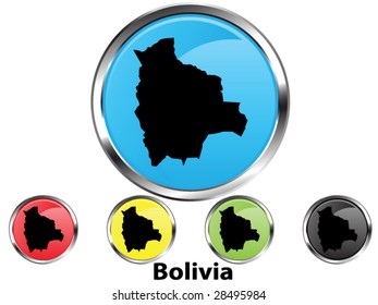 Glossy vector map button of Bolivia