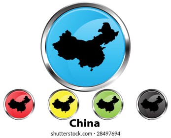 Glossy vector map button of China