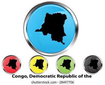 Glossy vector map button of Democratic Republic of the Congo