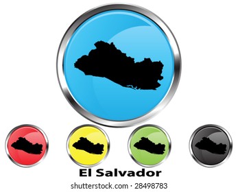 Glossy vector map button of El Salvador