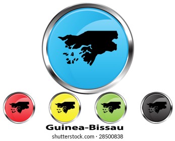 Glossy vector map button of Guinea-Bissau