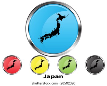 Glossy vector map button of Japan