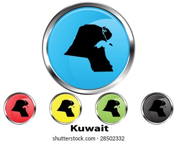 Glossy vector map button of Kuwait