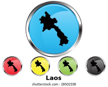 Glossy vector map button of Laos