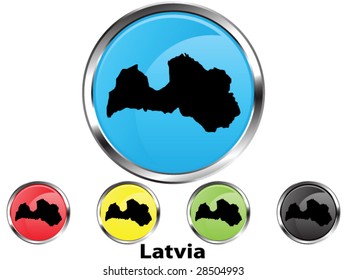 Glossy vector map button of Latvia
