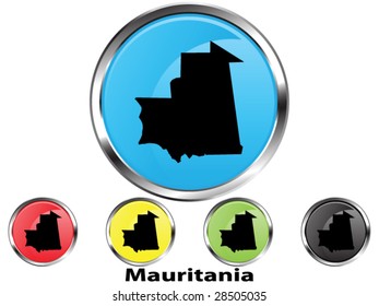 Glossy vector map button of Mauritania