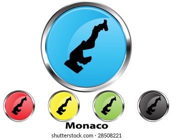 Glossy vector map button of Monaco