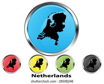 Glossy vector map button of Netherlands