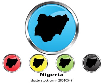 Glossy vector map button of Nigeria