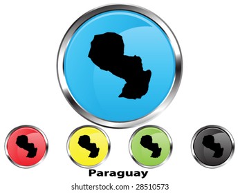 Glossy vector map button of Paraguay