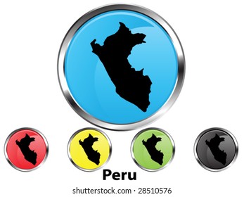 Glossy vector map button of Peru