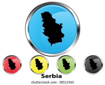 Glossy vector map button of Serbia