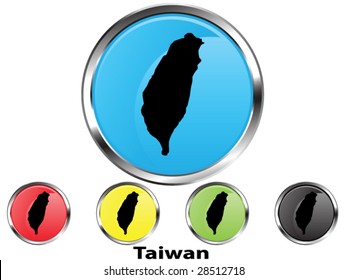 Glossy vector map button of Taiwan