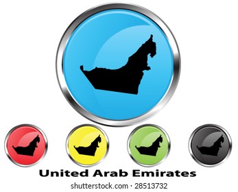 Glossy vector map button of United Arab Emirates