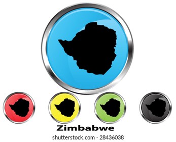 Glossy vector map button of Zimbabwe