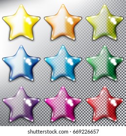 Glossy vector stars. Isolated and transparent on the white background. Vector illustration. Eps10.