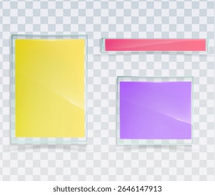 Glossy vector UI panels for modern interface design with transparent background. Ideal for apps, games, dashboards, mobile layouts, HUD elements and UX wireframes.