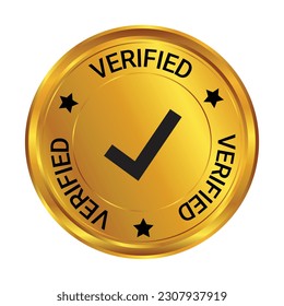 Glossy Verified Rubber Stamp, Verified Icon, Verified Badge, Emblem, Seal, Logo, Sticker, Label, Patch, Vintage, Retro Vector Illustration