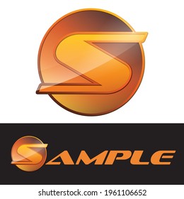 Glossy vibrant circular logo template with s-shape. Sample text on separate layer.