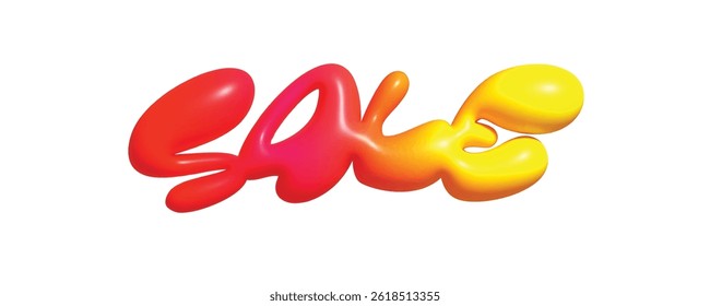 Glossy vibrant Save 3D lettering in red yellow gradient. Perfect for promo banners, discount sales ads, ecommerce visuals, marketing campaigns. Vector illustration