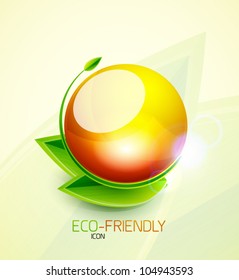 Glossy water bubble nature concept with leaves
