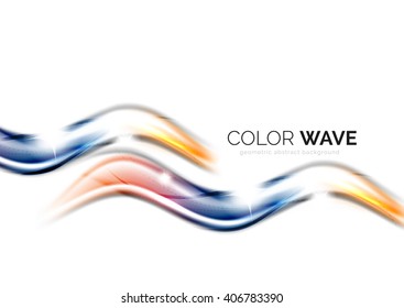 Glossy wave isolated on white background. Vector modern futuristic curve lines, coporate identity design