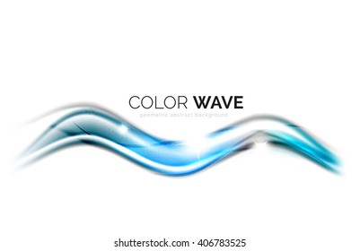 Glossy wave isolated on white background. Vector modern futuristic curve lines, coporate identity design