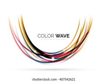 Ola brillante aislada en fondo blanco. Líneas modernas de curva futurista vectorial, diseño de identidad corporativa