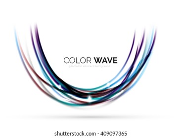 Glossy wave isolated on white background. Vector modern futuristic curve lines, coporate identity design
