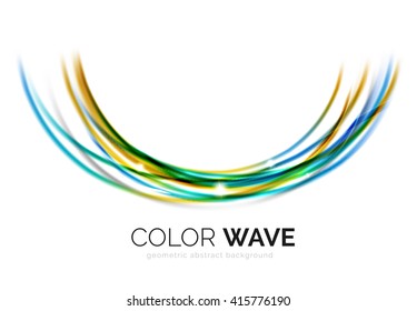Glossy wave isolated on white background. Vector modern futuristic curve lines, coporate identity design
